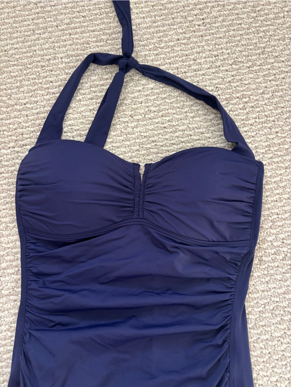 Tommy Bahama Women’s Size 12 Swimsuit One Piece Navy Blue Ruched Tie - Picture 4 of 12